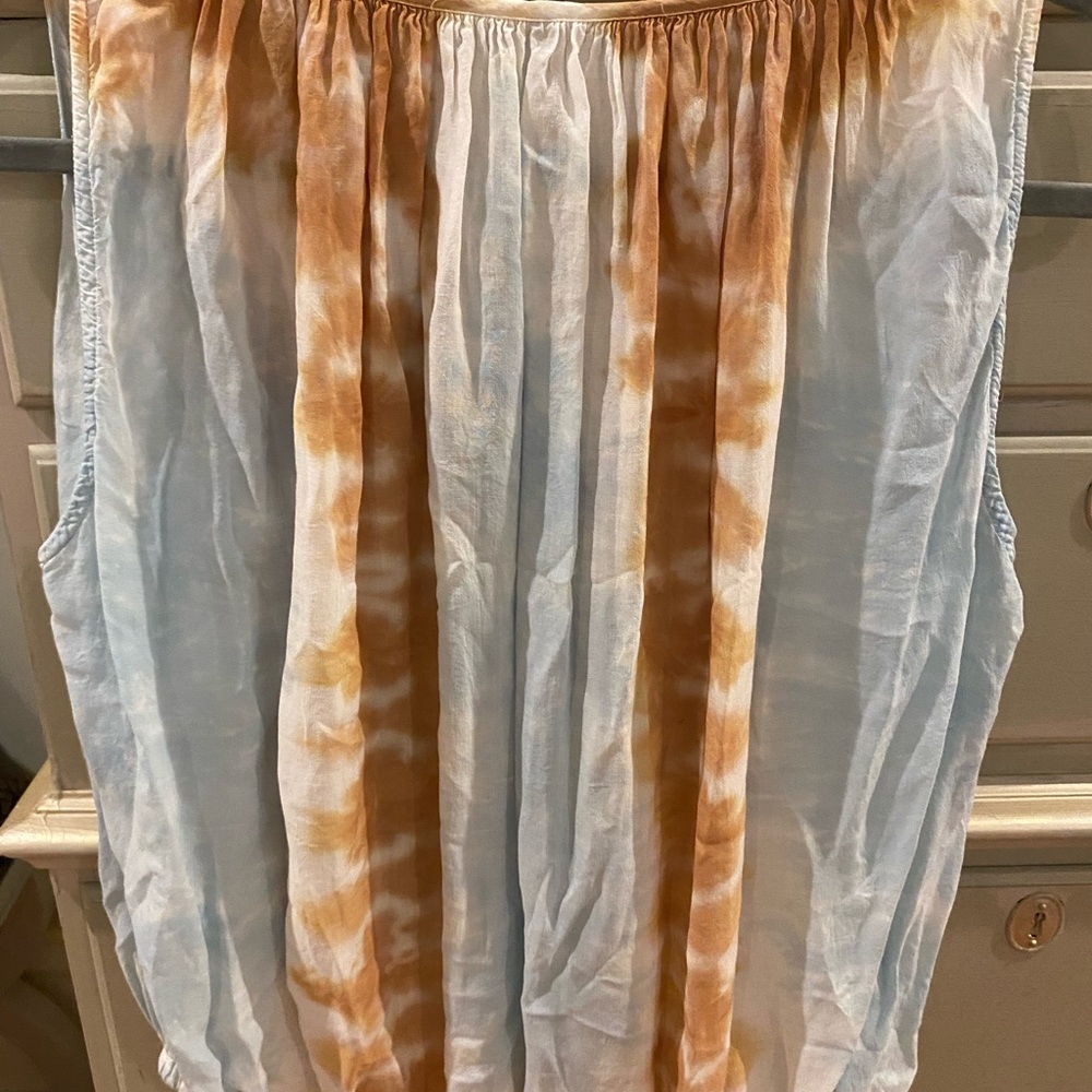 Tie-Dye Sleeveless Blouse - Blue and Orange